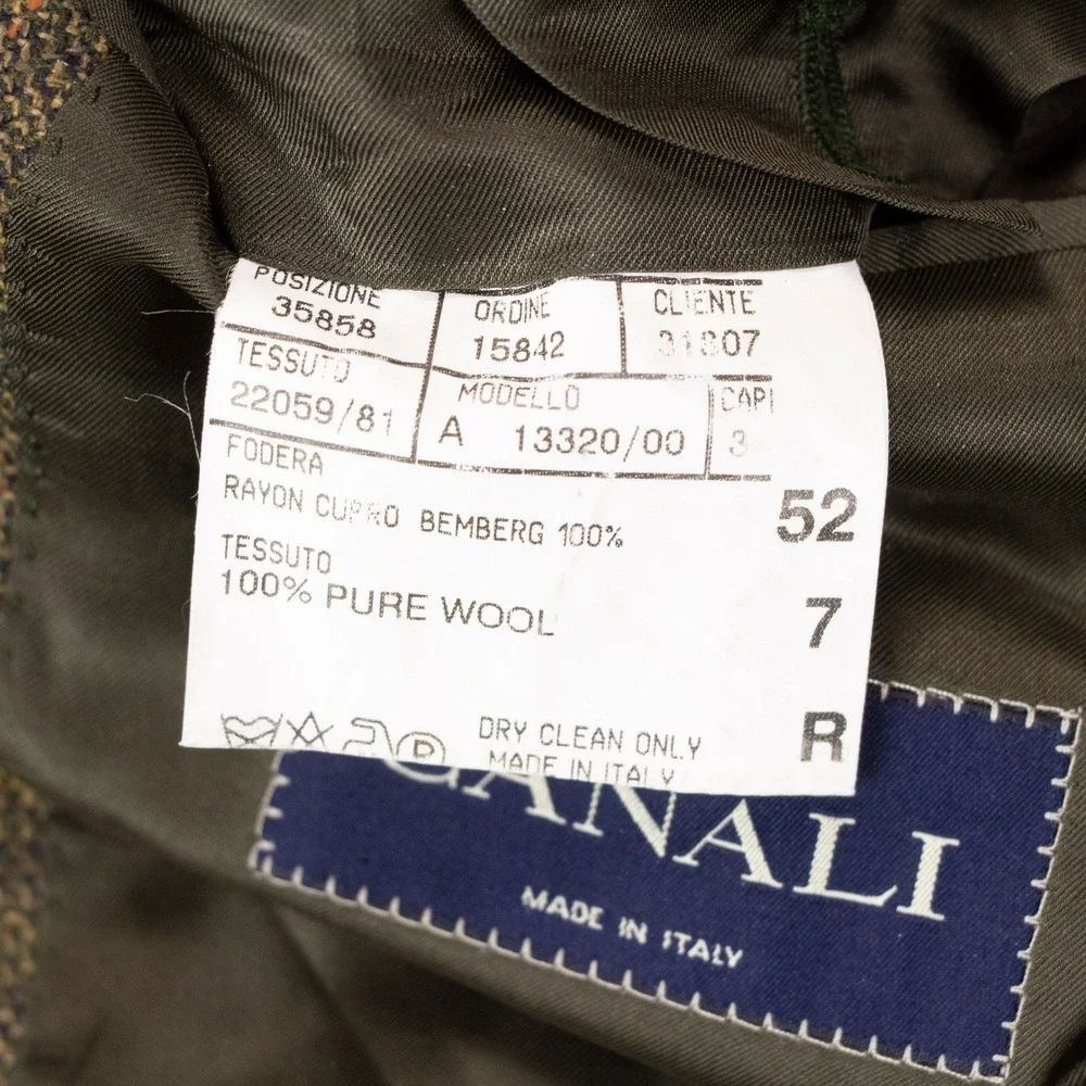 VTG Canali Mens 42R Brown Windowpane Wool Plaid‎ Blazer Jacket Sport Coat Italy